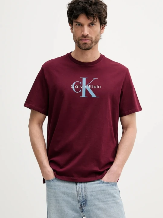 Zdjęcie produktu Calvin Klein Jeans t-shirt męski bawełniany bordowy
