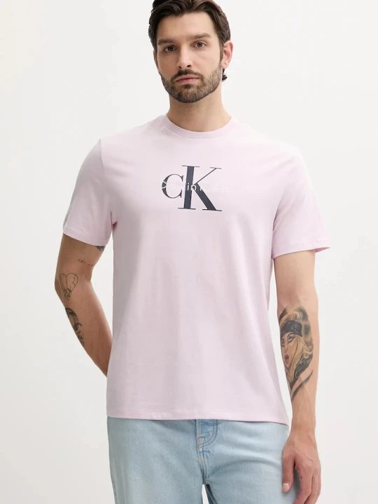 Zdjęcie produktu Calvin Klein Jeans t-shirt męski bawełniany różowy