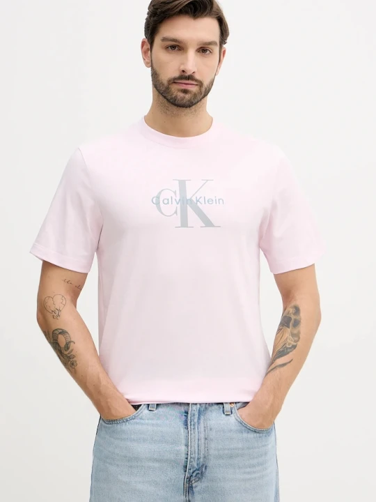 Zdjęcie produktu Calvin Klein Jeans t-shirt męski bawełniany różowy