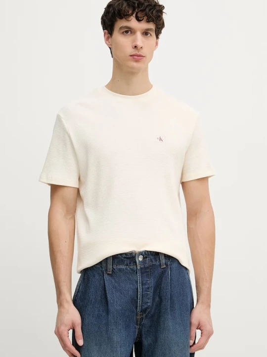 Zdjęcie produktu Calvin Klein Jeans t-shirt męski z bawełną beżowy