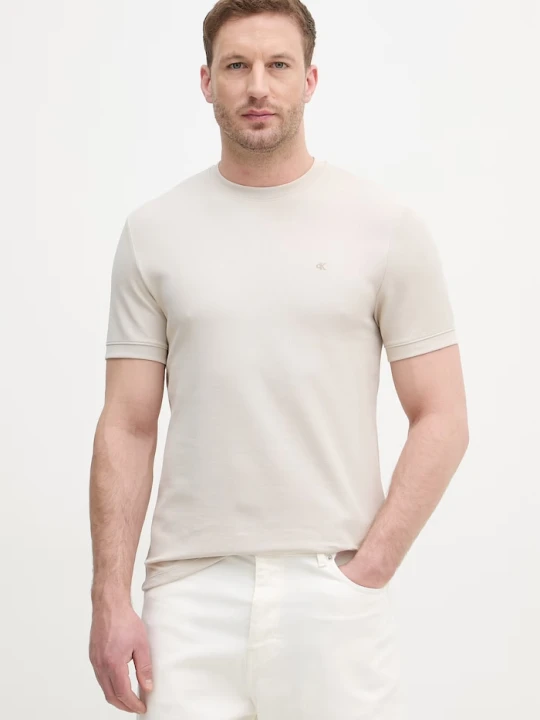 Zdjęcie produktu Calvin Klein Jeans T-shirt męski z bawełną beżowy