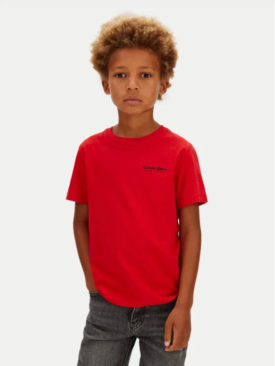 Zdjęcie produktu Calvin Klein Jeans T-Shirt Minimal Logo IB0IB02608 Czerwony Regular Fit