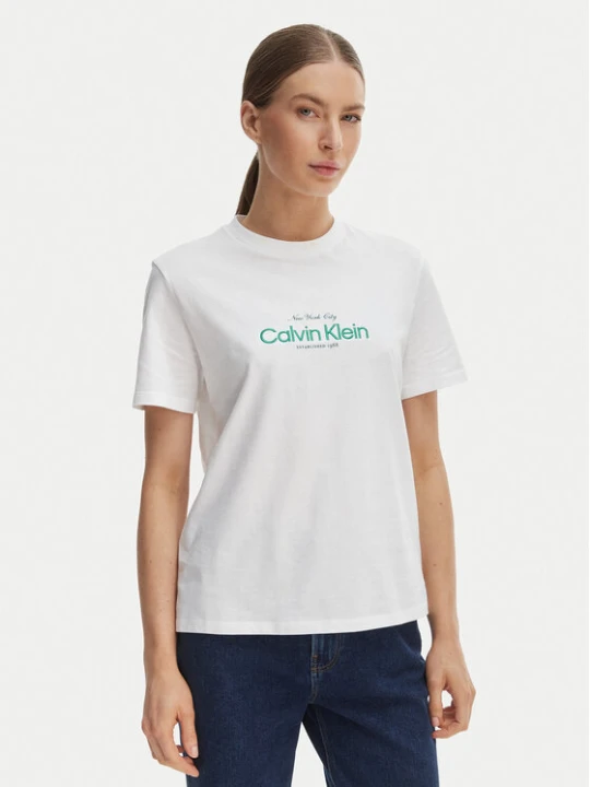Zdjęcie produktu Calvin Klein Jeans T-Shirt NYC Logo LV047F810G Biały Classic Fit