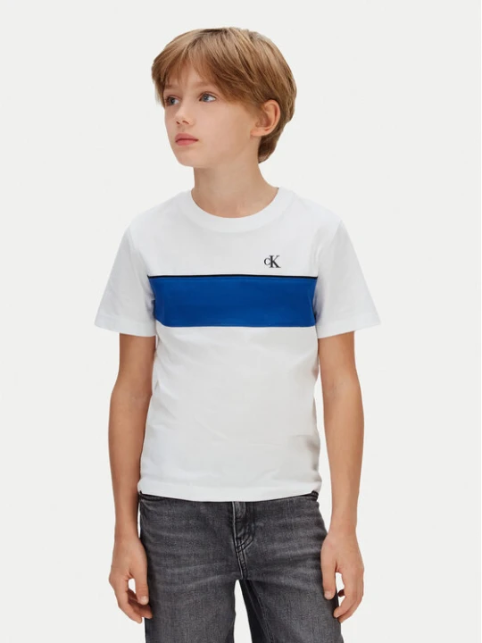 Zdjęcie produktu Calvin Klein Jeans T-Shirt Panel Colorblock IB0IB02609 Biały Regular Fit