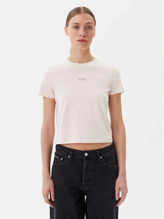 Zdjęcie produktu Calvin Klein Jeans T-Shirt Placed Institutional J20J225524 Różowy Slim Fit