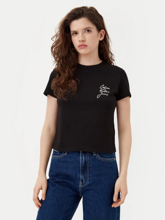 Zdjęcie produktu Calvin Klein Jeans T-Shirt Script Institutional J20J224984 Czarny Slim Fit