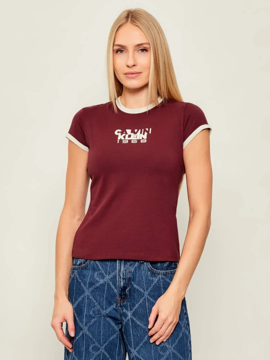 Zdjęcie produktu Calvin Klein Jeans T-shirt | Slim Fit bordowy