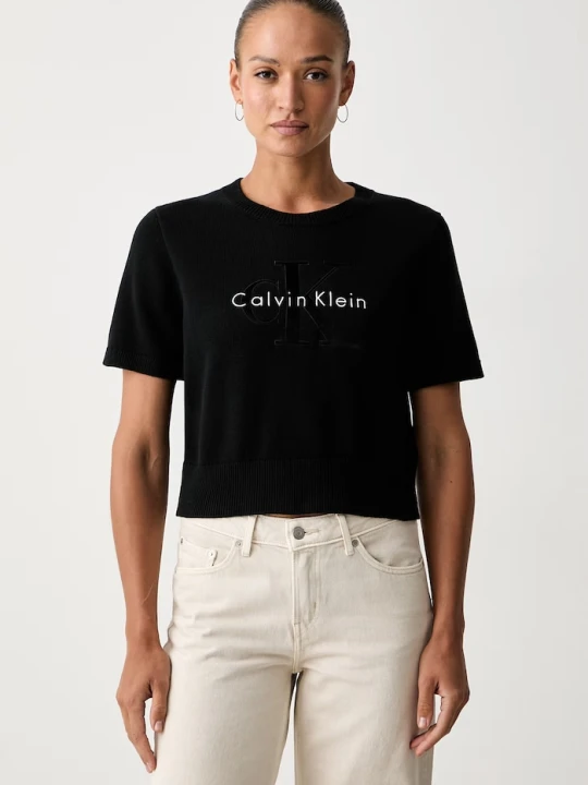 Zdjęcie produktu Calvin Klein Jeans T-shirt swetrowy damski bawełniany czarny