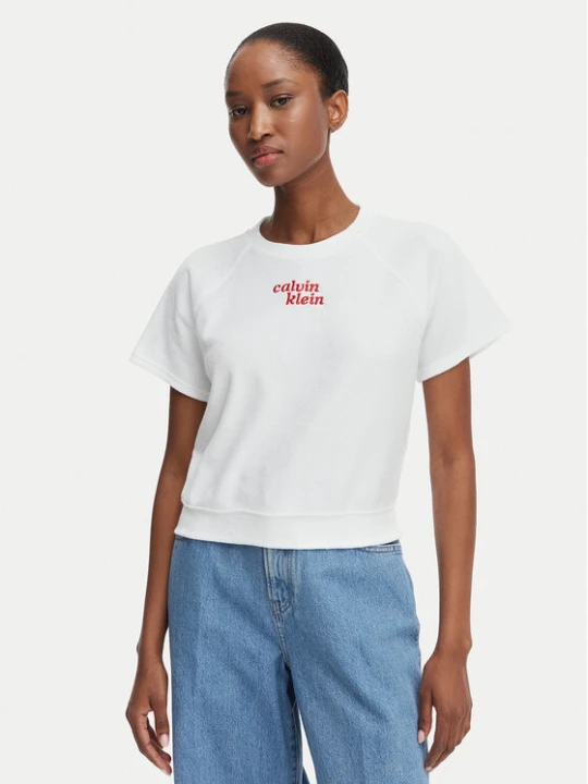 Zdjęcie produktu Calvin Klein Jeans T-Shirt TOWEL LV047G287G Biały Cropped Fit