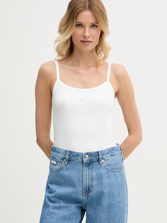 Zdjęcie produktu Calvin Klein Jeans top damski bawełniany z elastanem biały