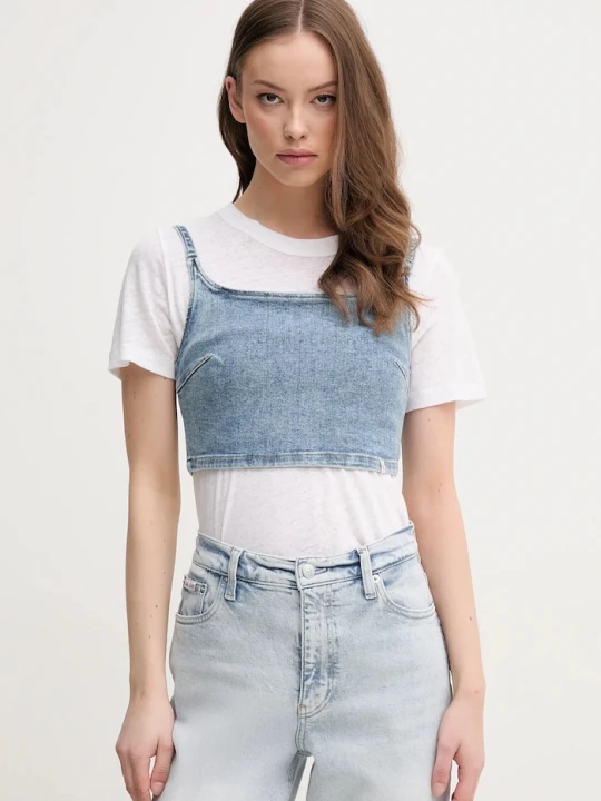 Zdjęcie produktu Calvin Klein Jeans top jeansowy niebieski