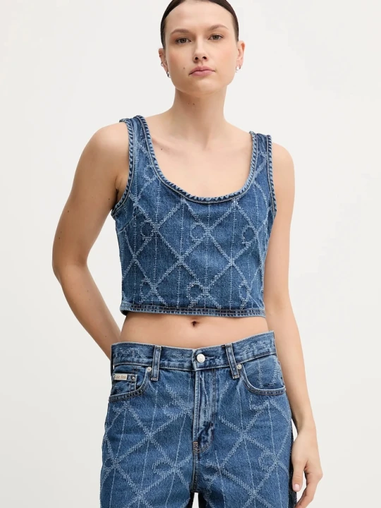 Zdjęcie produktu Calvin Klein Jeans top jeansowy granatowy