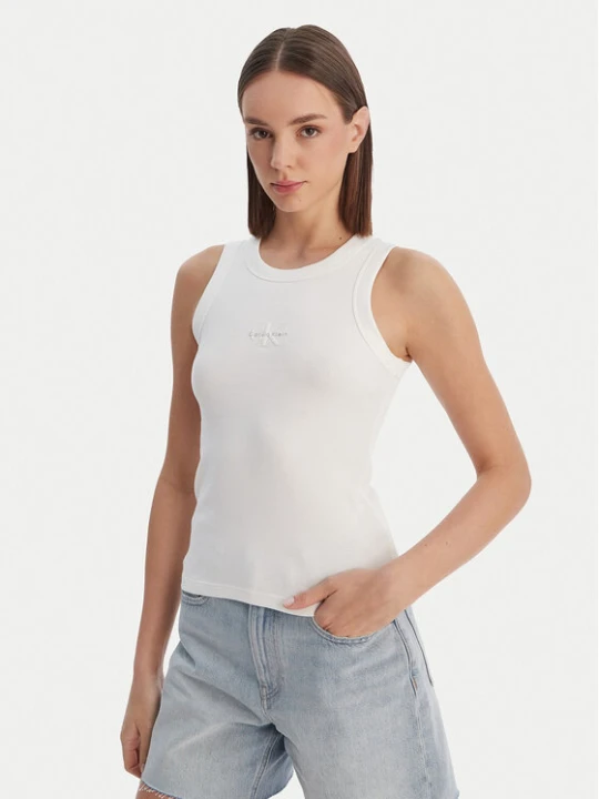 Zdjęcie produktu Calvin Klein Jeans Top LV047E200G Biały Slim Fit