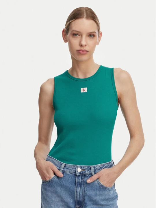 Zdjęcie produktu Calvin Klein Jeans Top LV047F246G Zielony ciemny Slim Fit