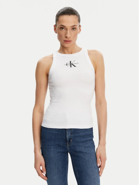 Zdjęcie produktu Calvin Klein Jeans Top Monologo J20J225301 Biały Slim Fit