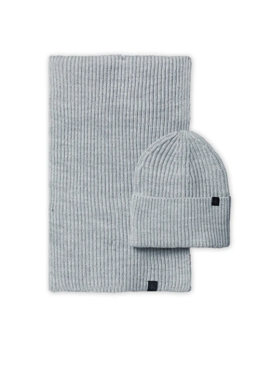 Zdjęcie produktu Calvin Klein Jeans Zestaw szalik i czapka Monogram Rib IU0IU00638 Szary