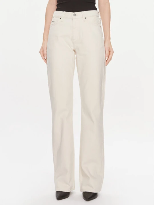 Zdjęcie produktu Calvin Klein Jeansy Mid Rise Relax Bootcut Ecru K20K206308 Biały Slim Fit