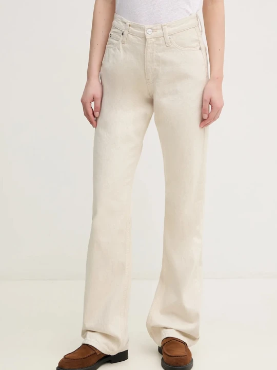 Zdjęcie produktu Calvin Klein jeansy z domieszką lnu beżowy