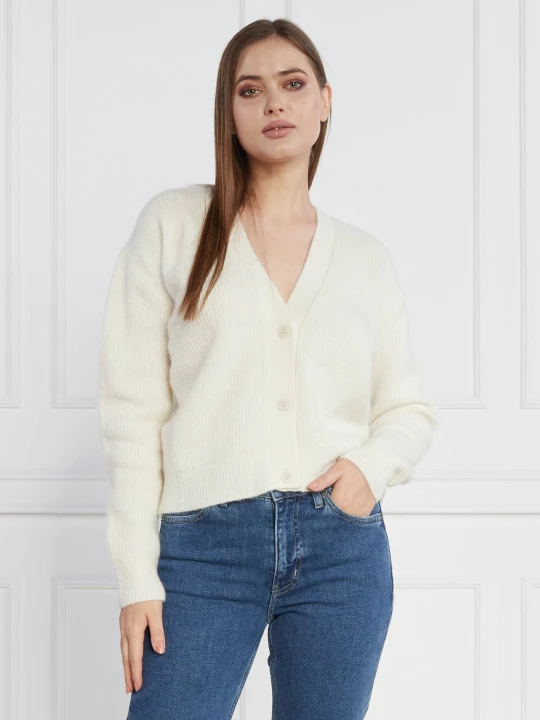 Zdjęcie produktu Calvin Klein Kardigan | Regular Fit | z dodatkiem wełny kremowy