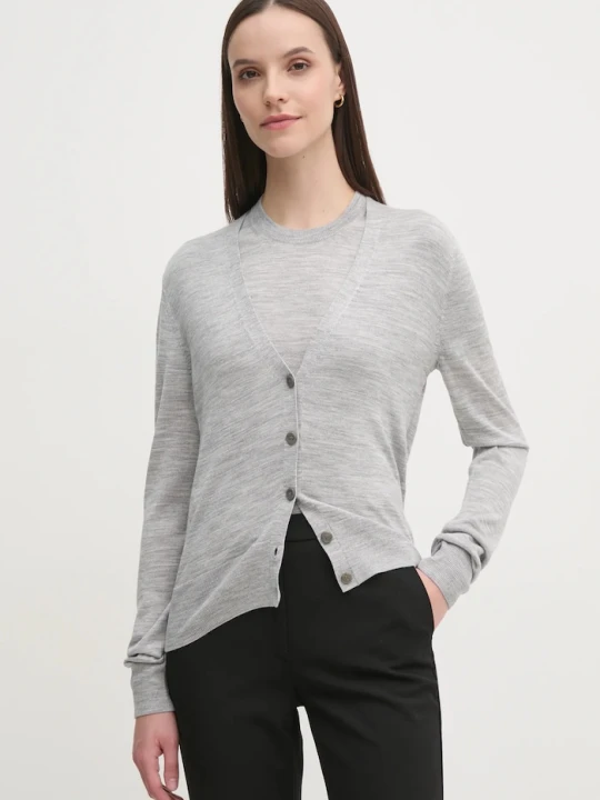 Zdjęcie produktu Calvin Klein kardigan z domieszką wełny szary