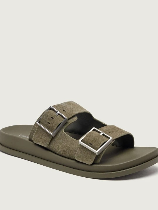 Zdjęcie produktu Calvin Klein Klapki | zamsz oliwkowy