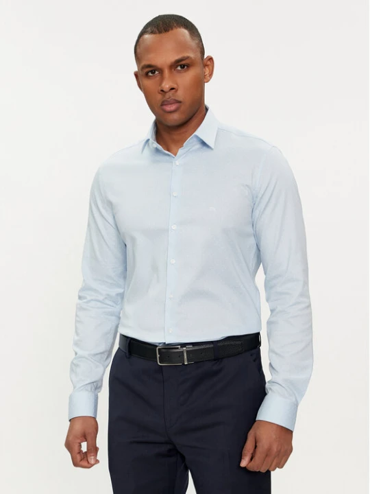 Zdjęcie produktu Calvin Klein Koszula Micro Dot K10K112884 Błękitny Slim Fit Niebieski jasny