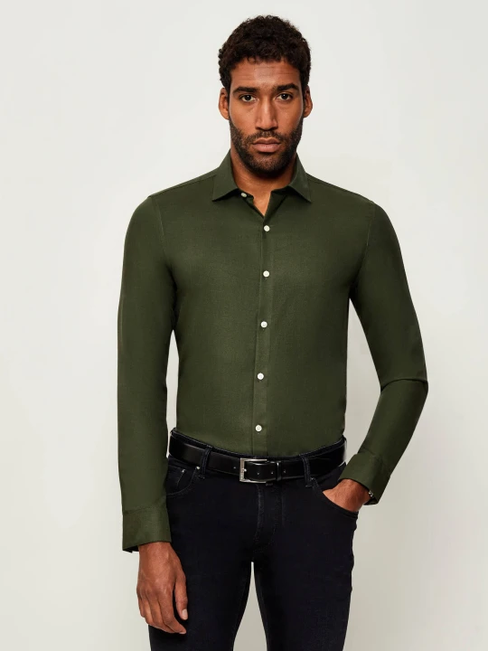 Zdjęcie produktu Calvin Klein Koszula | Slim Fit | z dodatkiem wełny khaki