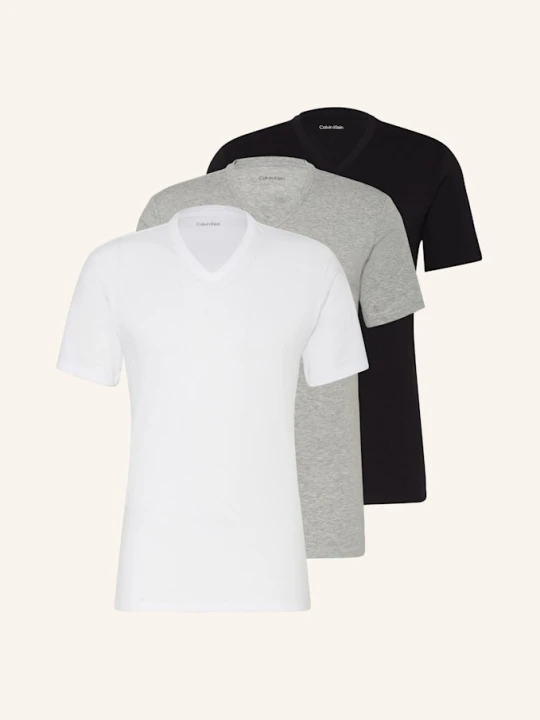 Zdjęcie produktu Calvin Klein Koszulka W Serek, 3 Szt. Cotton Stretch Blend grau
