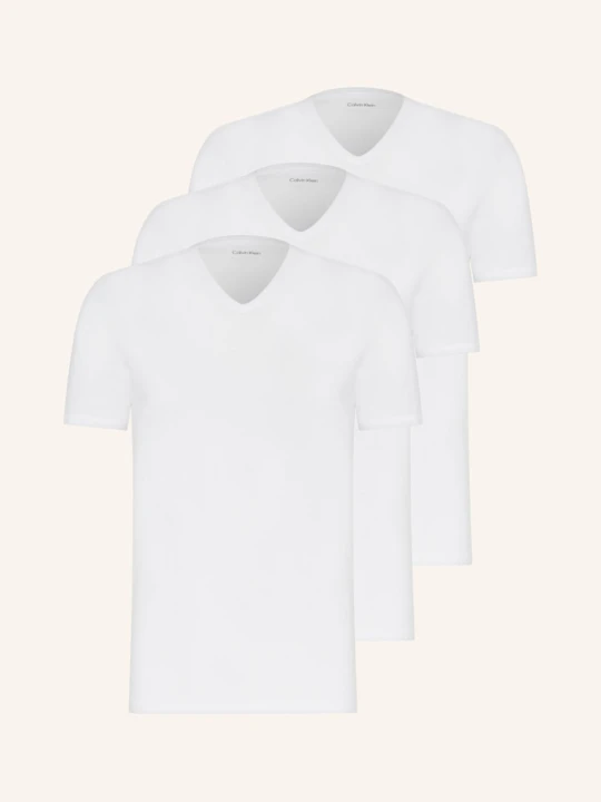 Zdjęcie produktu Calvin Klein Koszulka W Serek, 3 Szt. Cotton Stretch Blend weiss BIAŁY