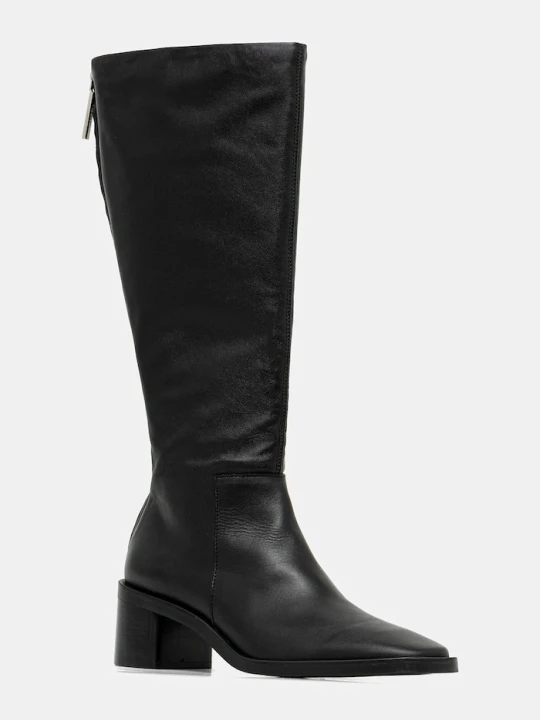 Zdjęcie produktu Calvin Klein kozaki skórzane BLOCK HEEL KNEE BOOT LTH czarny