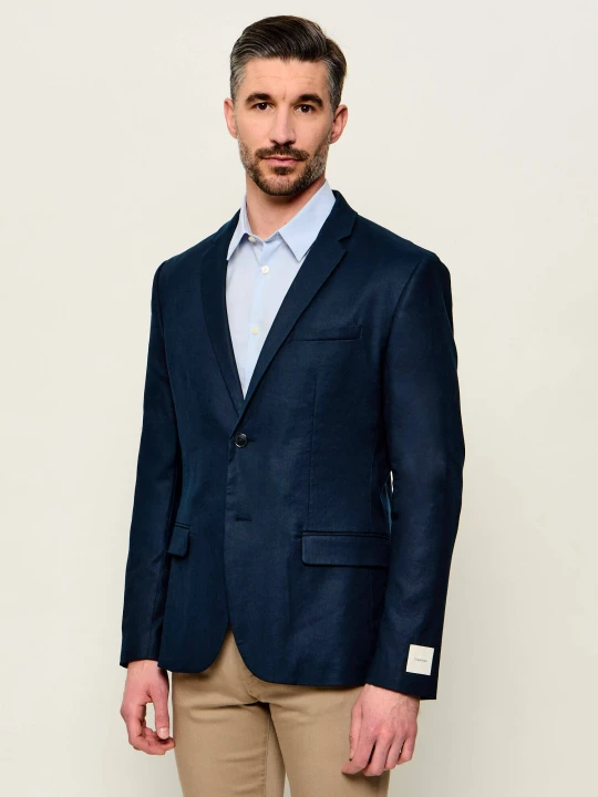 Zdjęcie produktu Calvin Klein Lniana marynarka | Slim Fit granatowy