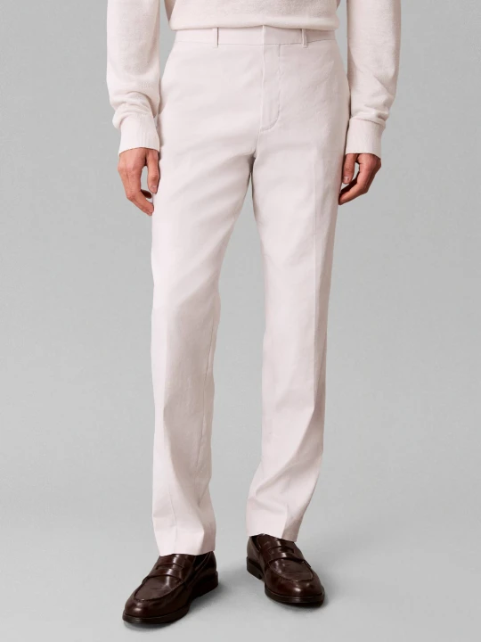 Zdjęcie produktu Calvin Klein Lniane spodnie | Slim Fit ecru
