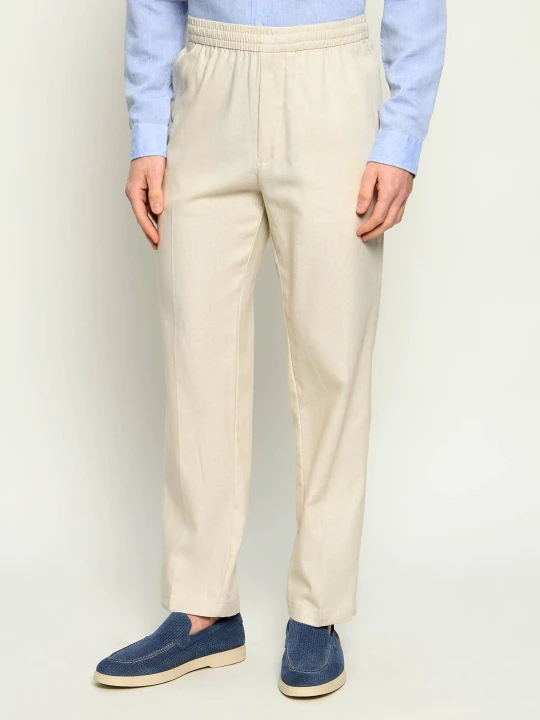 Zdjęcie produktu Calvin Klein Lniane spodnie | Straight fit beżowy