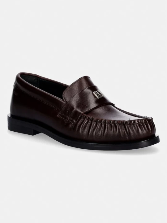 Zdjęcie produktu Calvin Klein loafersy damskie skórzane ROUND LOAFER LTH HDW brązowy