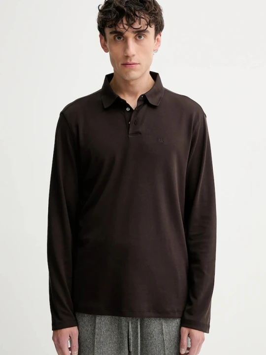Zdjęcie produktu Calvin Klein longsleeve bawełniany brązowy