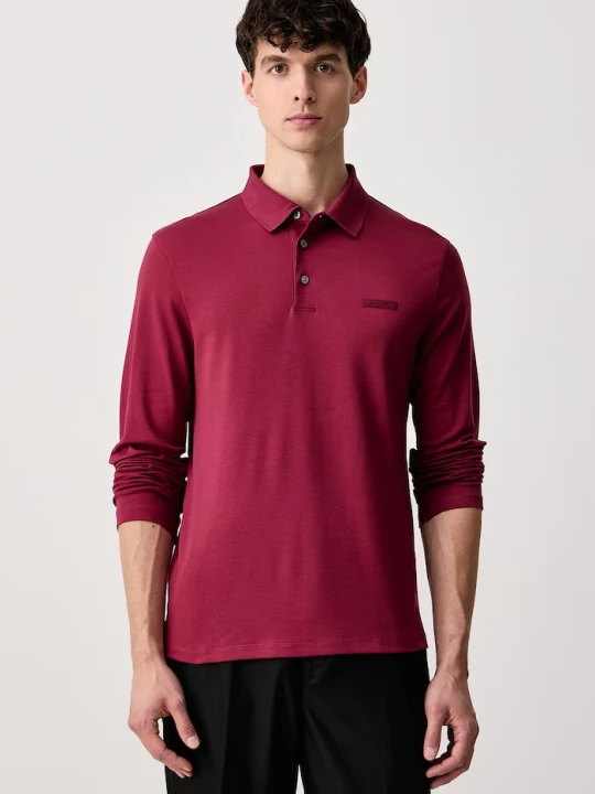 Zdjęcie produktu Calvin Klein longsleeve męski bawełniany bordowy