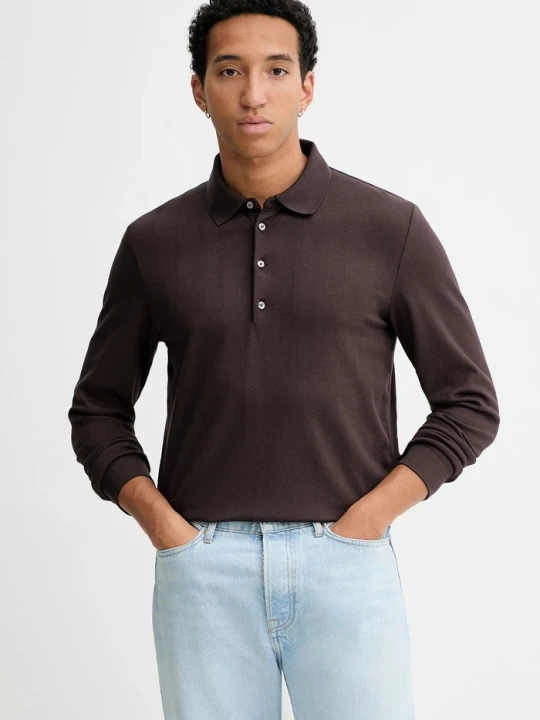 Zdjęcie produktu Calvin Klein longsleeve z domieszką wełny brązowy