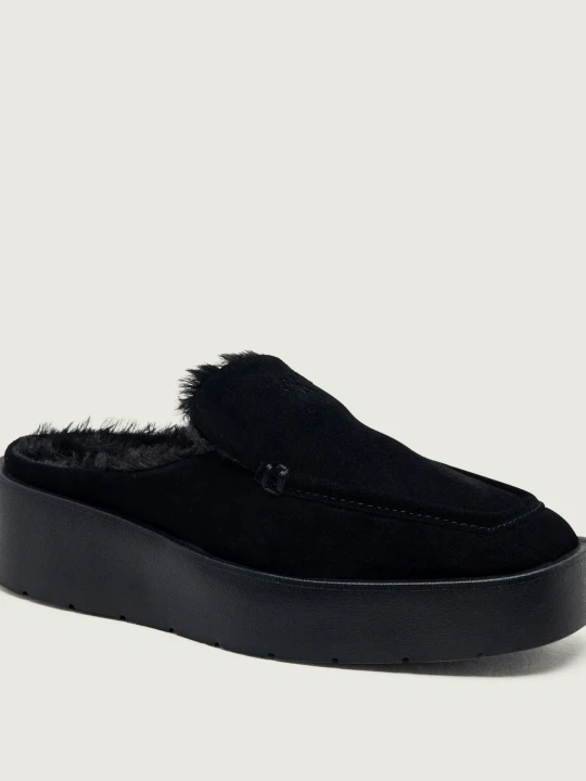 Zdjęcie produktu Calvin Klein Ocieplane mule | zamsz | shearling czarny
