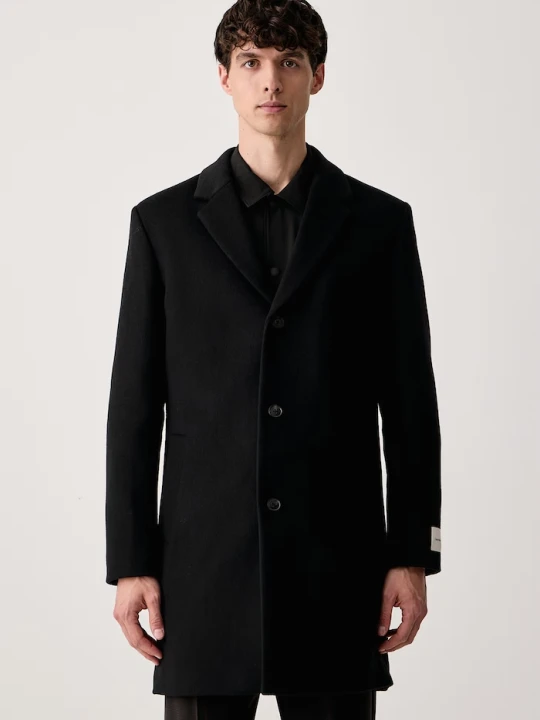 Zdjęcie produktu Calvin Klein płaszcz męski z wełną merino czarny