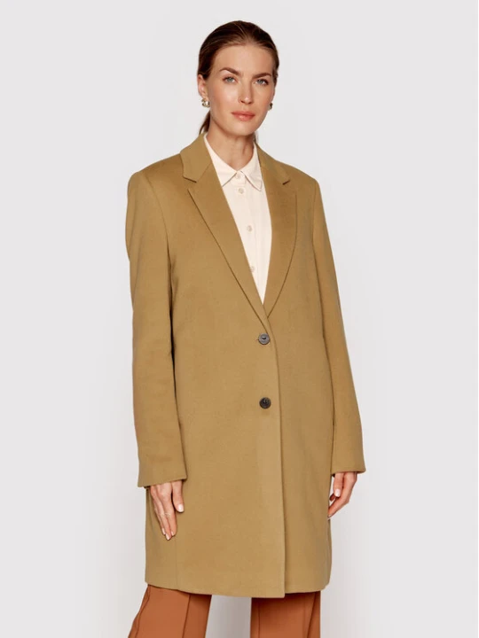 Zdjęcie produktu Calvin Klein Płaszcz wełniany Crombie K20K204155 Brązowy Regular Fit