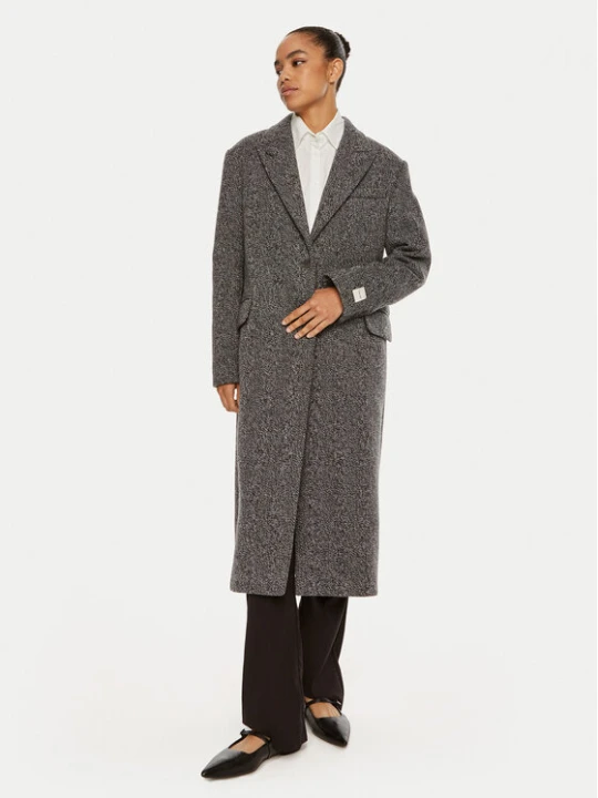 Zdjęcie produktu Calvin Klein Płaszcz wełniany Herringbone Single K20K207710 Szary Regular Fit