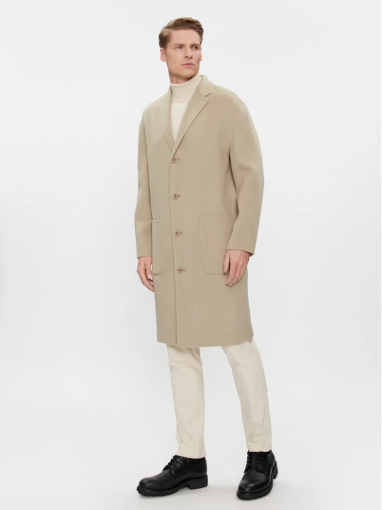 Zdjęcie produktu Calvin Klein Płaszcz wełniany K10K111601 Beżowy Regular Fit