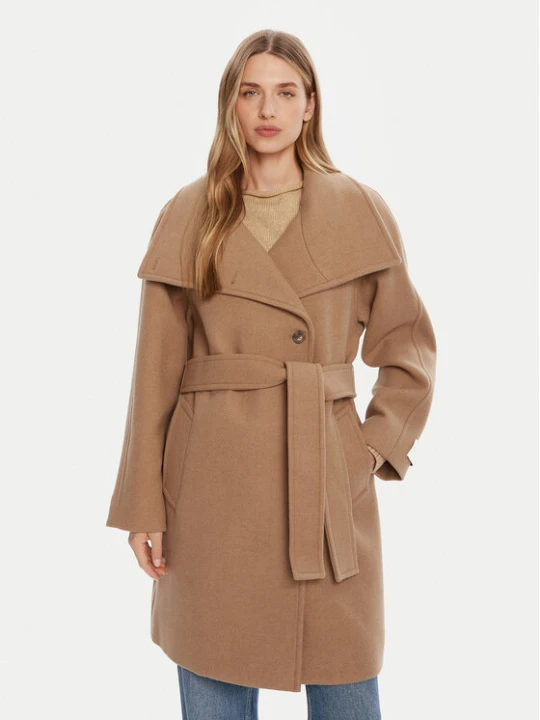 Zdjęcie produktu Calvin Klein Płaszcz wełniany LV044D557G Beżowy Regular Fit