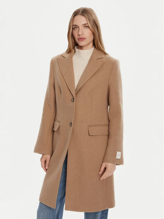 Zdjęcie produktu Calvin Klein Płaszcz wełniany LV044D558G Brązowy Slim Fit