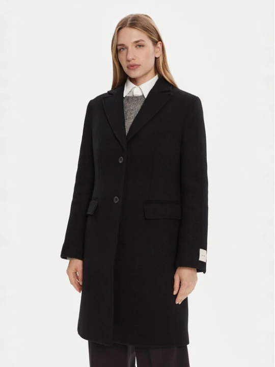 Zdjęcie produktu Calvin Klein Płaszcz wełniany LV044D558G Czarny Slim Fit