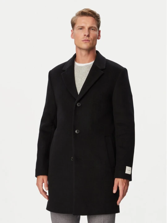 Zdjęcie produktu Calvin Klein Płaszcz wełniany LV04LH444G Czarny Regular Fit
