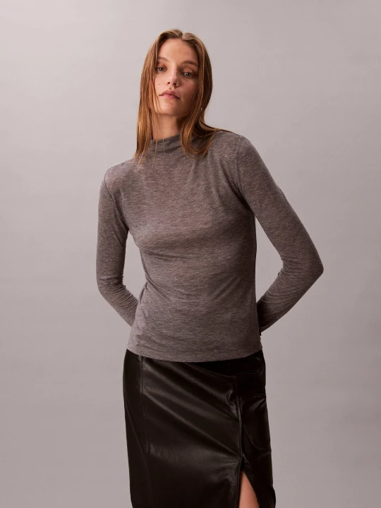 Zdjęcie produktu Calvin Klein Półgolf | Slim Fit | z dodatkiem wełny szary