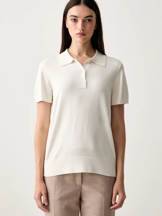Zdjęcie produktu Calvin Klein polo damskie z wiskozy beżowy
