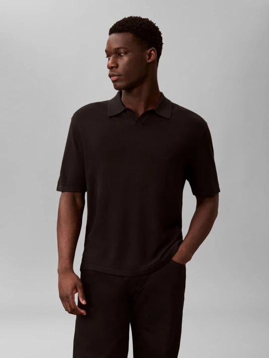 Zdjęcie produktu Calvin Klein Polo JOHNNY | Loose fit | z dodatkiem lnu czarny