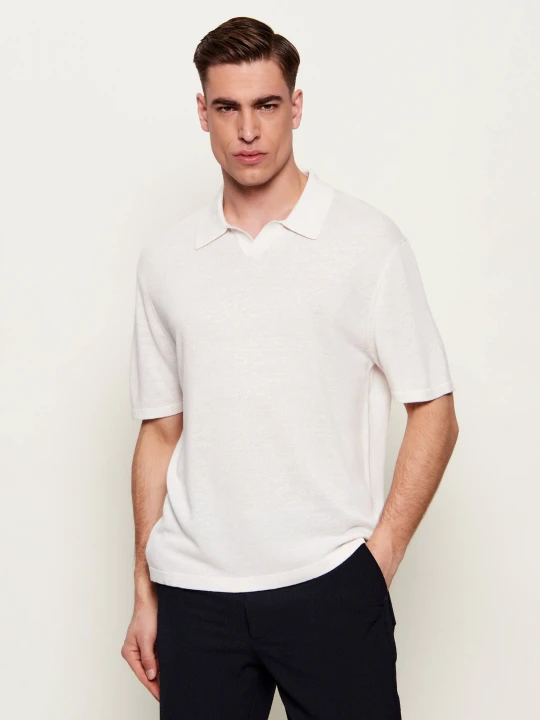 Zdjęcie produktu Calvin Klein Polo JOHNNY | Loose fit | z dodatkiem lnu beżowy